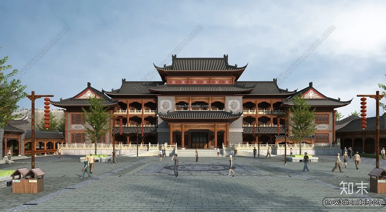 Exterior 3D Models of Pagoda – 3D Scenes – 034 – VRAY