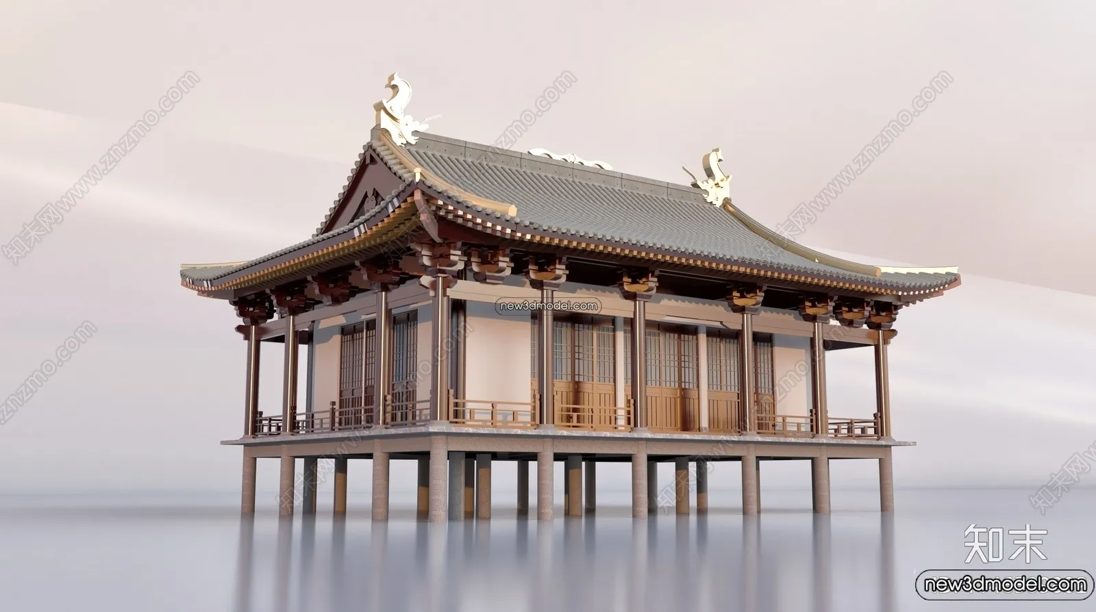 Exterior 3D Models of Pagoda – 3D Scenes – 035 – VRAY