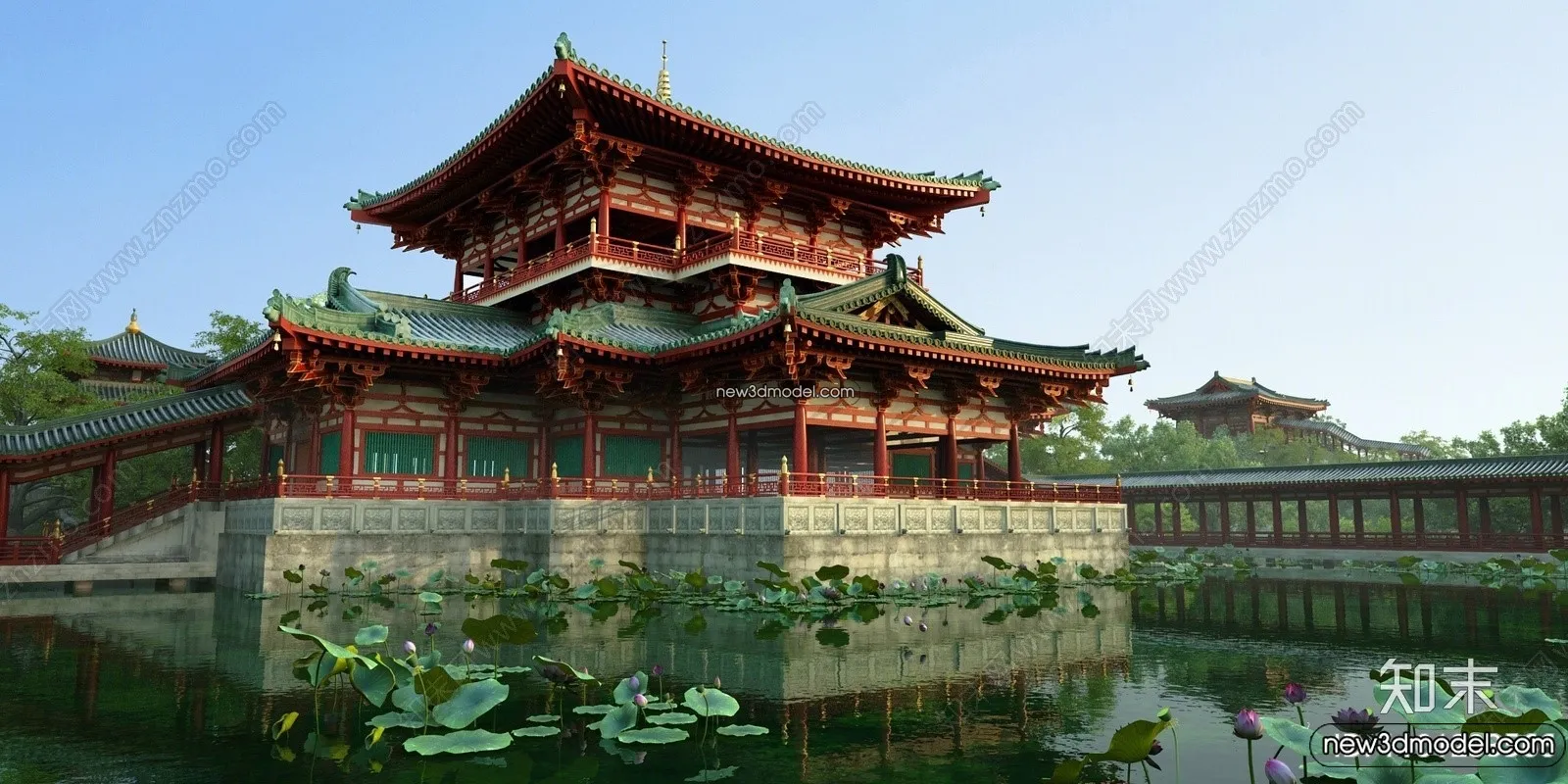 Exterior 3D Models of Pagoda – 3D Scenes – 037 – VRAY