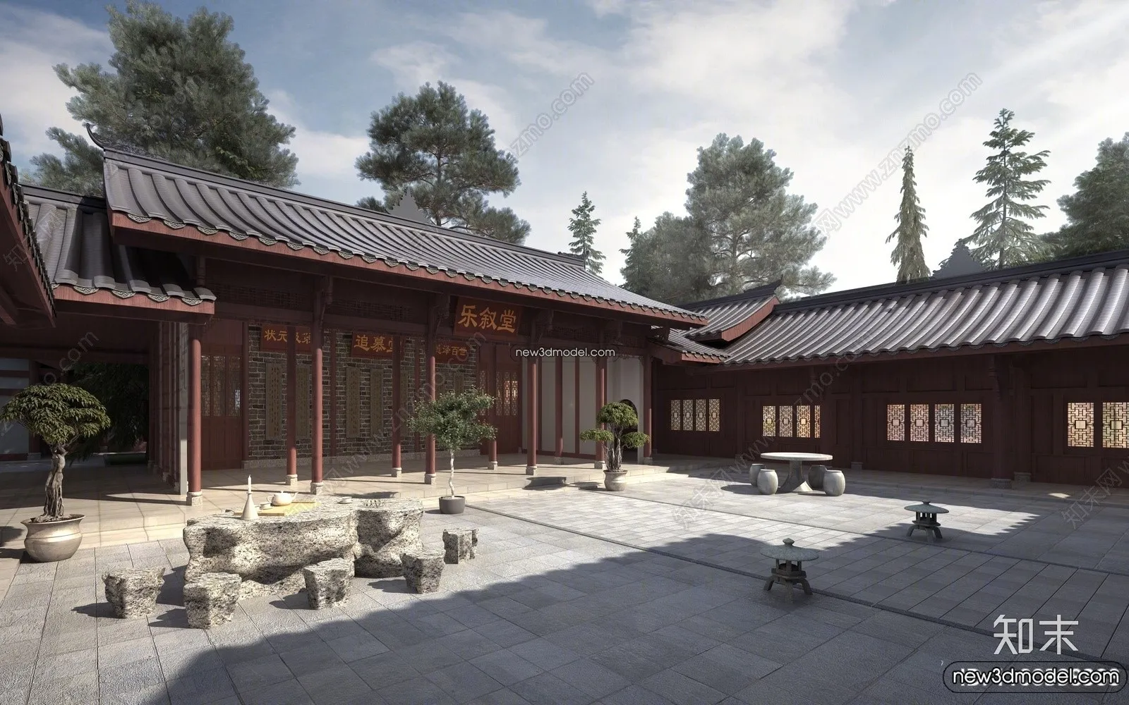 Exterior 3D Models of Pagoda – 3D Scenes – 040 – VRAY