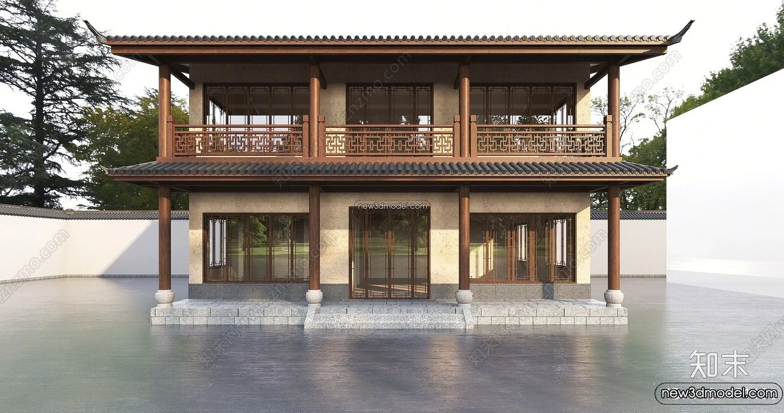 Exterior 3D Models of Pagoda – 3D Scenes – 042 – VRAY