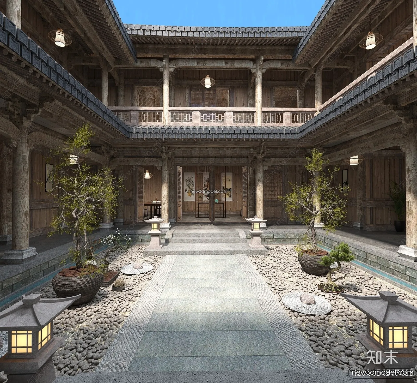 Exterior 3D Models of Pagoda – 3D Scenes – 044 – VRAY