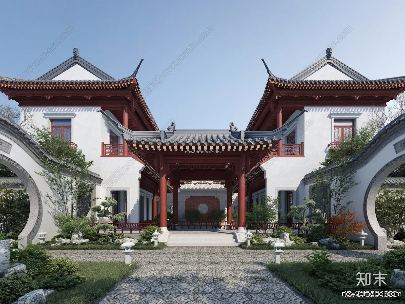 Exterior 3D Models of Pagoda – 3D Scenes – 045 – VRAY