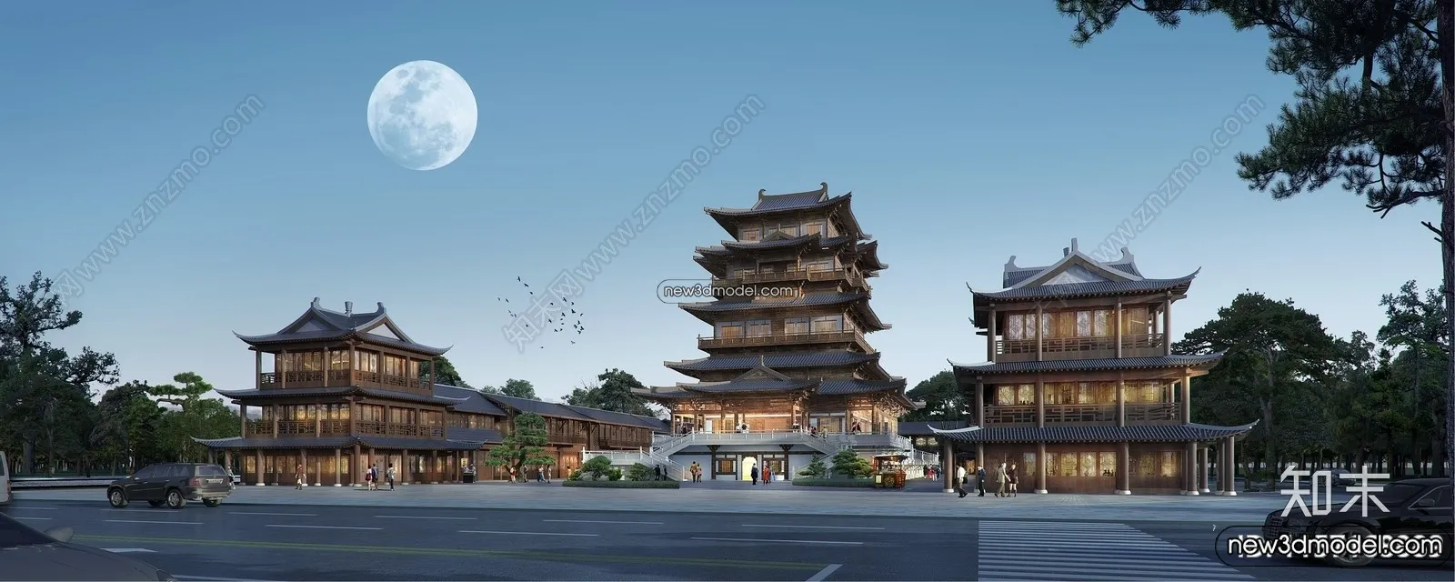 Exterior 3D Models of Pagoda – 3D Scenes – 047 – VRAY