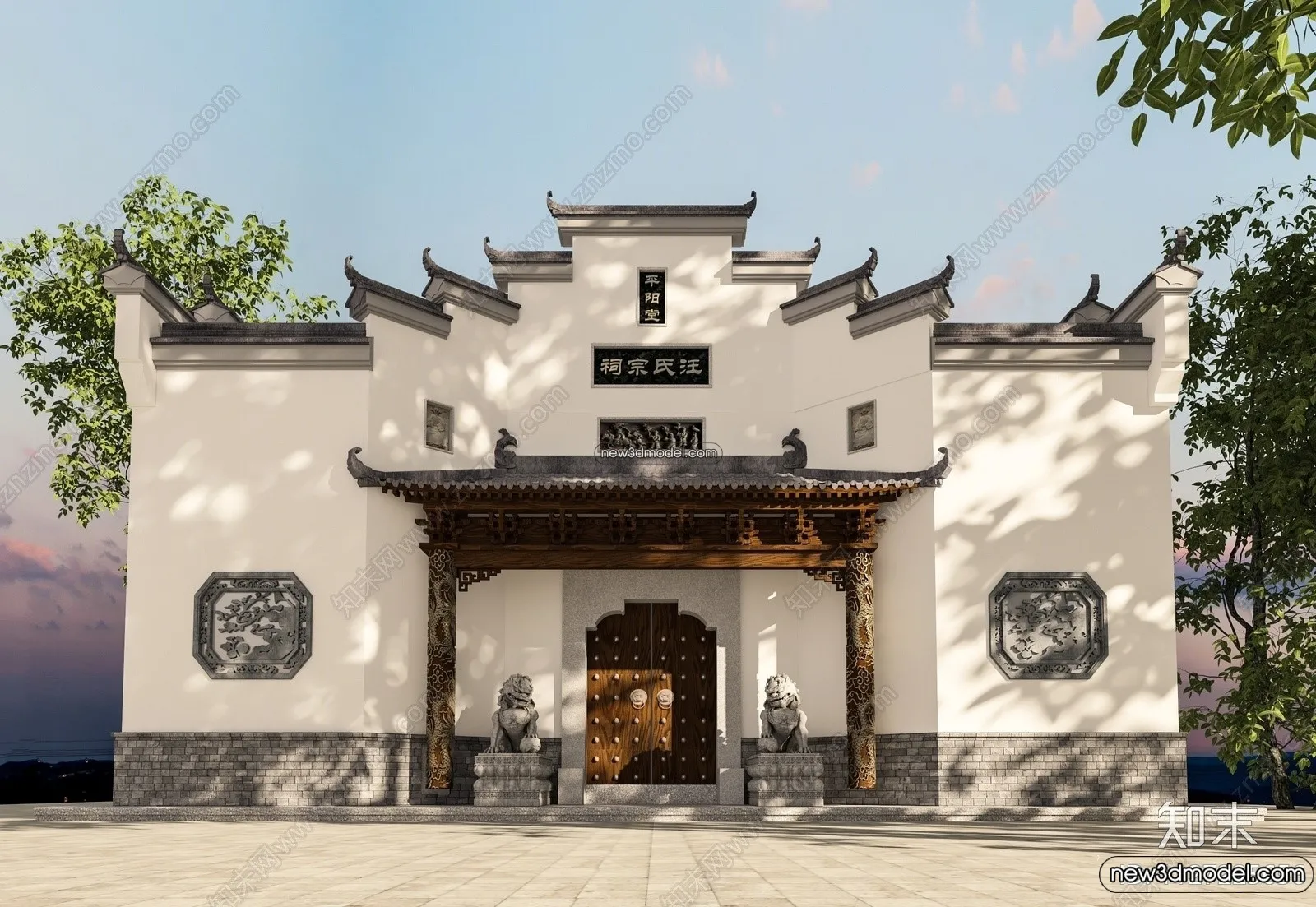 Exterior 3D Models of Pagoda – 3D Scenes – 048 – VRAY