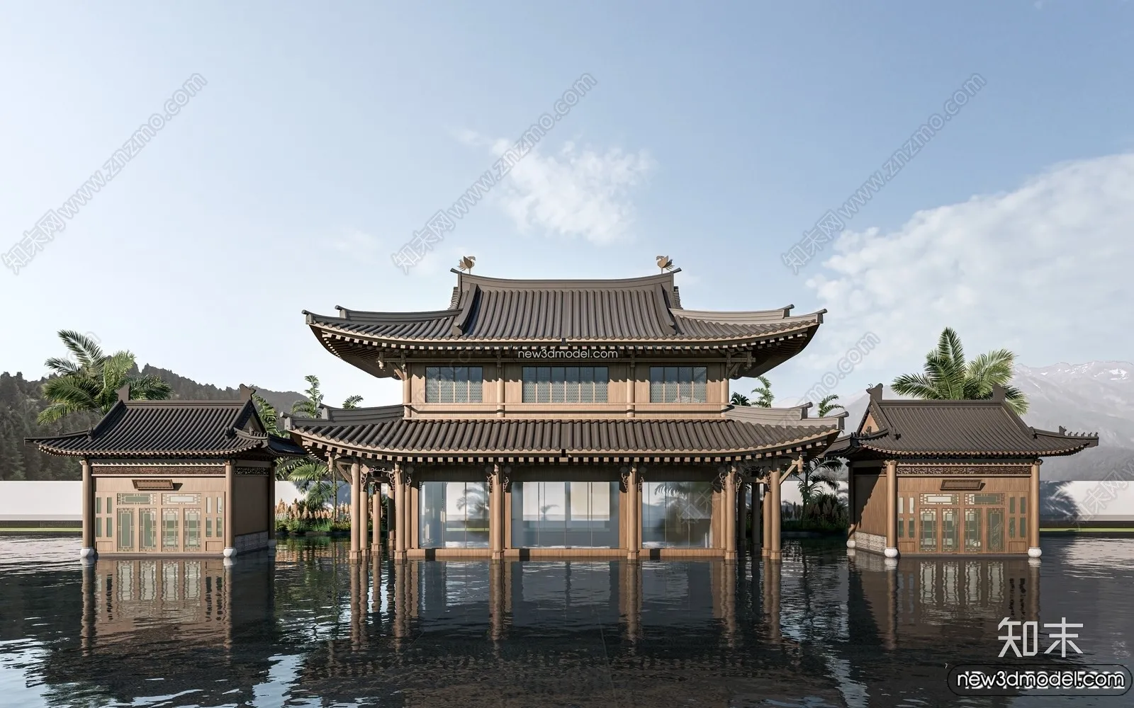 Exterior 3D Models of Pagoda – 3D Scenes – 049 – VRAY