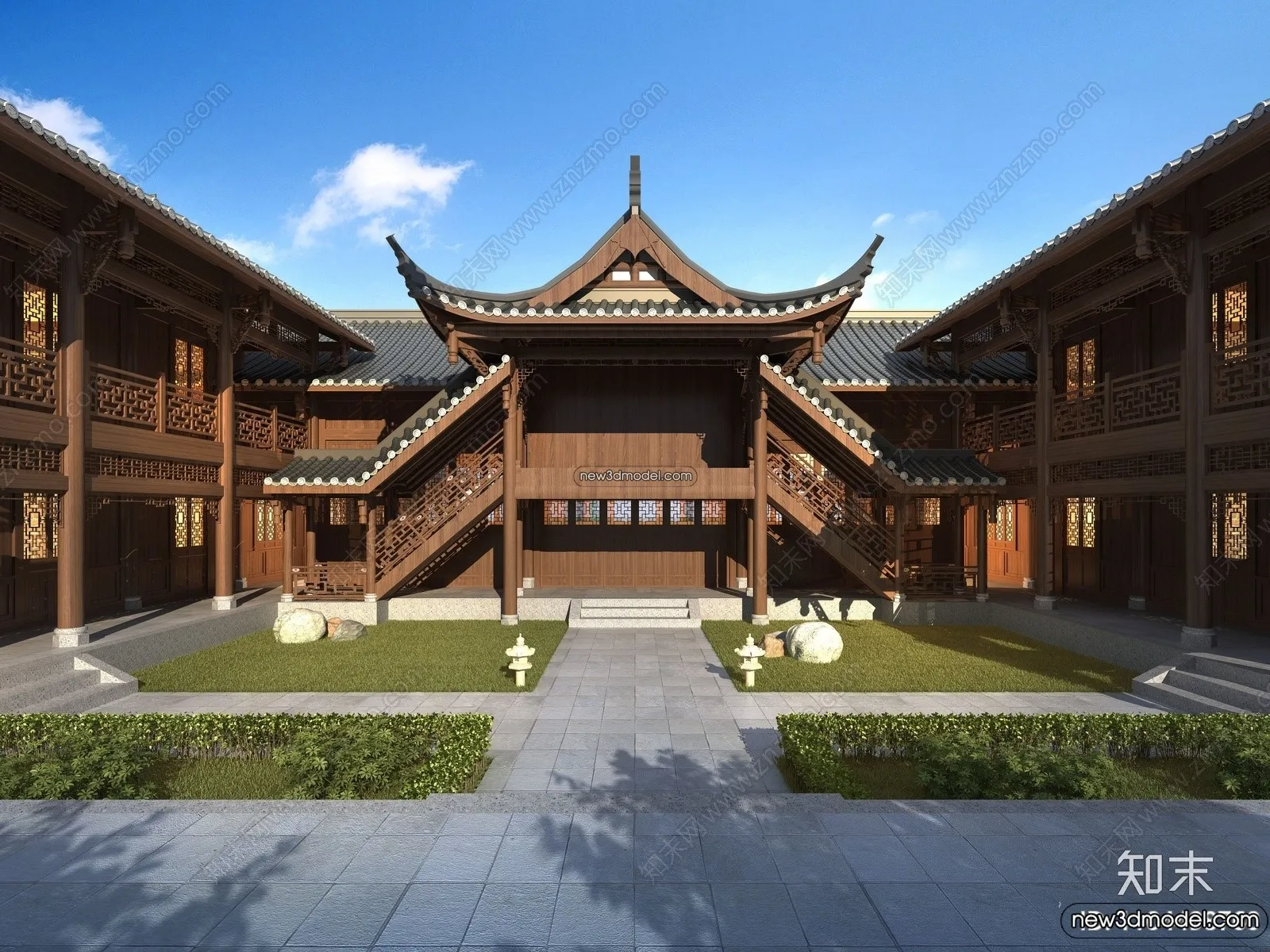 Exterior 3D Models of Pagoda – 3D Scenes – 061 – VRAY
