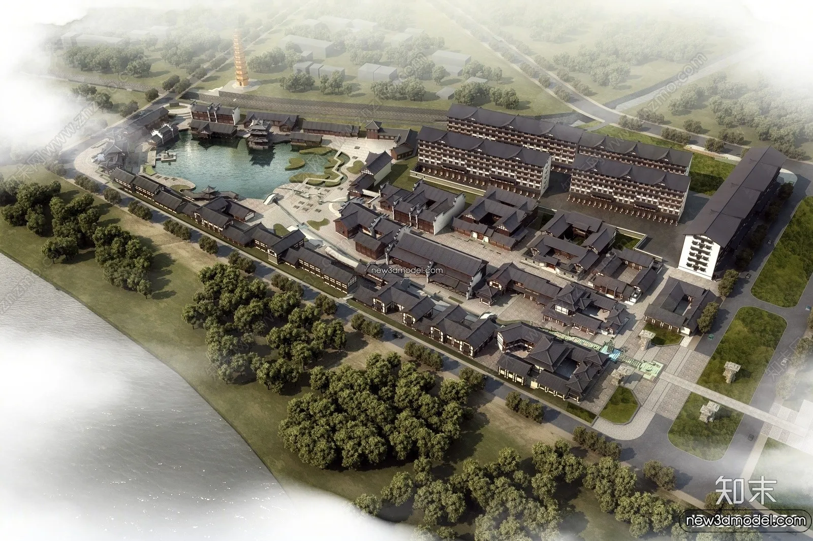 Exterior 3D Models of Pagoda – 3D Scenes – 062 – VRAY