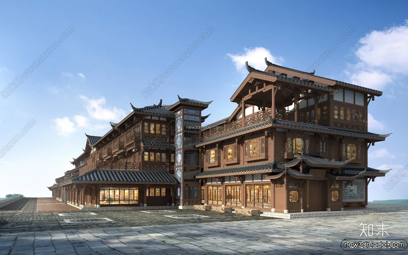 Exterior 3D Models of Pagoda – 3D Scenes – 063 – VRAY