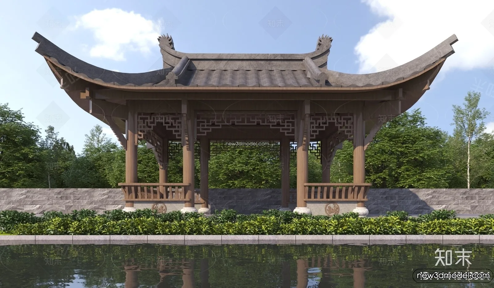 Exterior 3D Models of Pagoda – 3D Scenes – 065 – VRAY