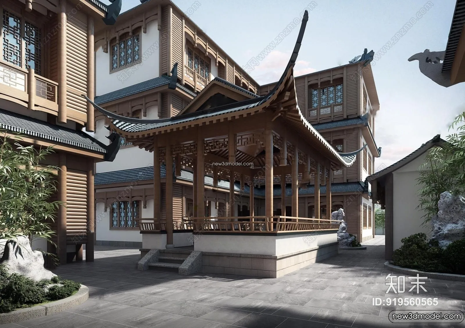 Exterior 3D Models of Pagoda – 3D Scenes – 067 – VRAY
