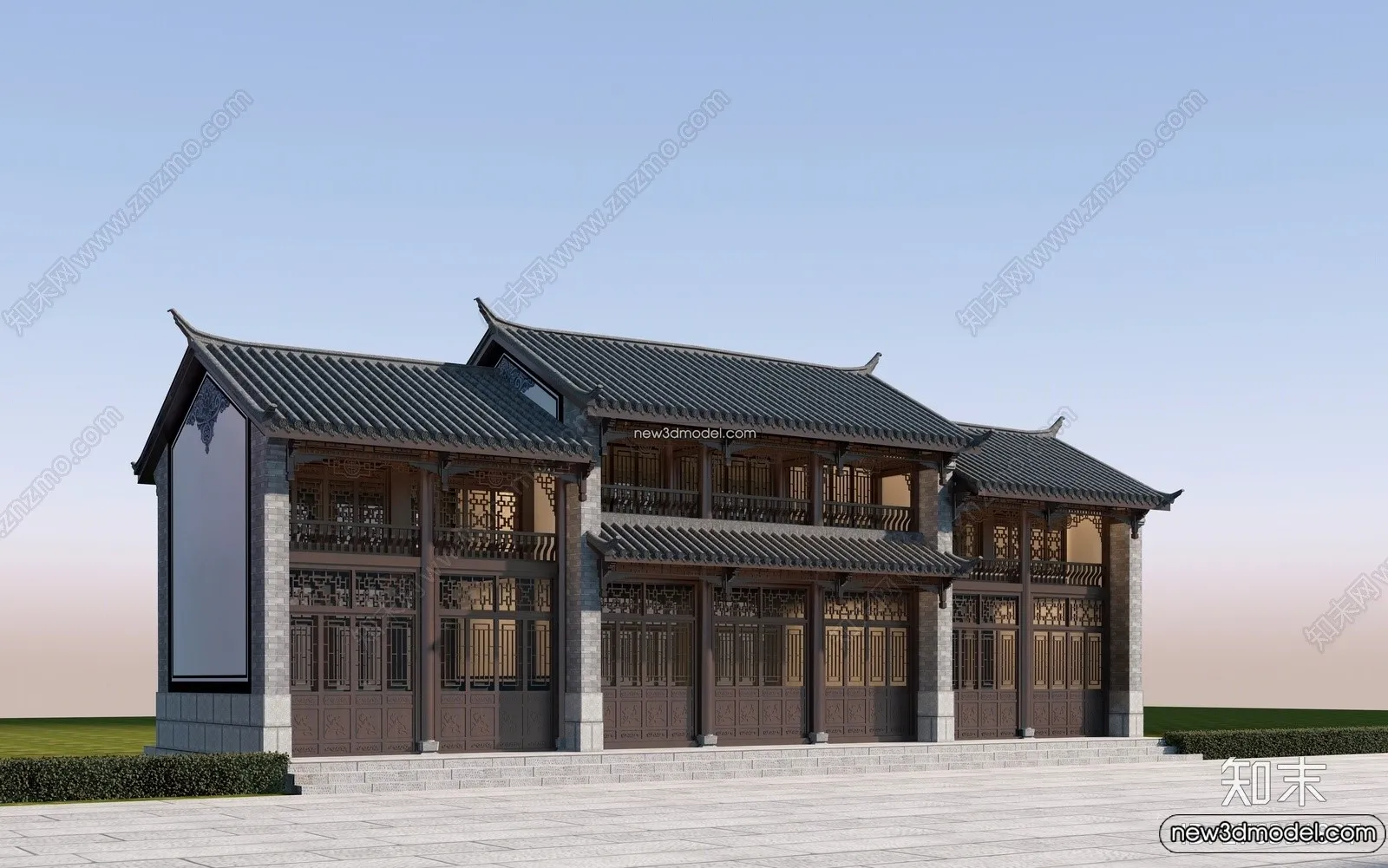 Exterior 3D Models of Pagoda – 3D Scenes – 069 – VRAY