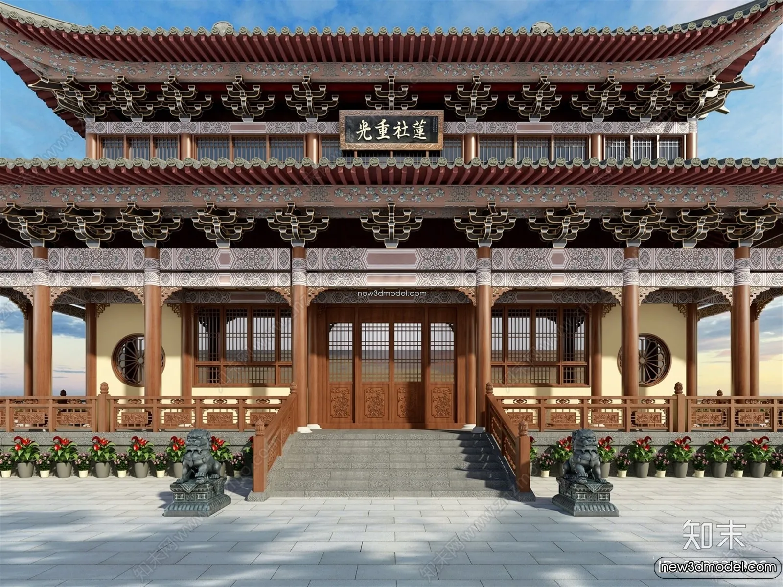 Exterior 3D Models of Pagoda – 3D Scenes – 071 – VRAY