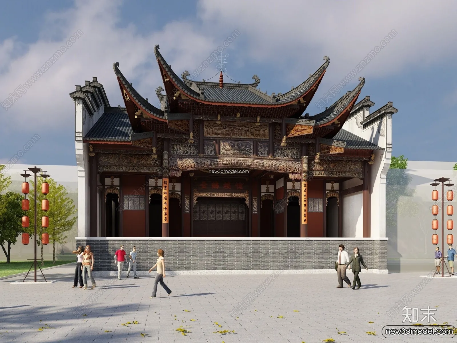 Exterior 3D Models of Pagoda – 3D Scenes – 072 – VRAY