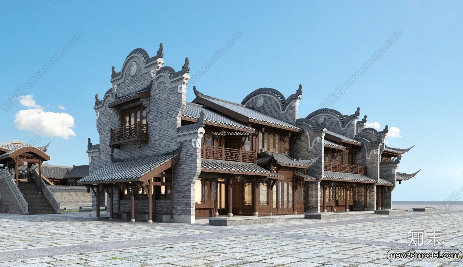 Exterior 3D Models of Pagoda – 3D Scenes – 073 – VRAY