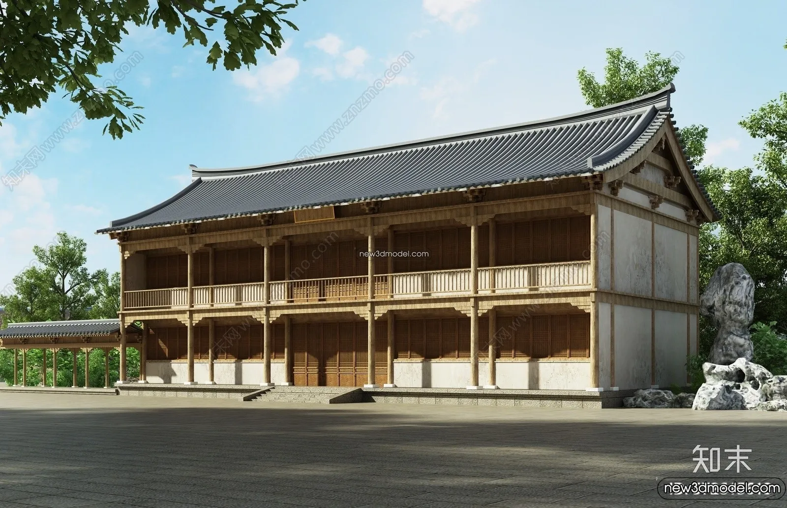Exterior 3D Models of Pagoda – 3D Scenes – 074 – VRAY