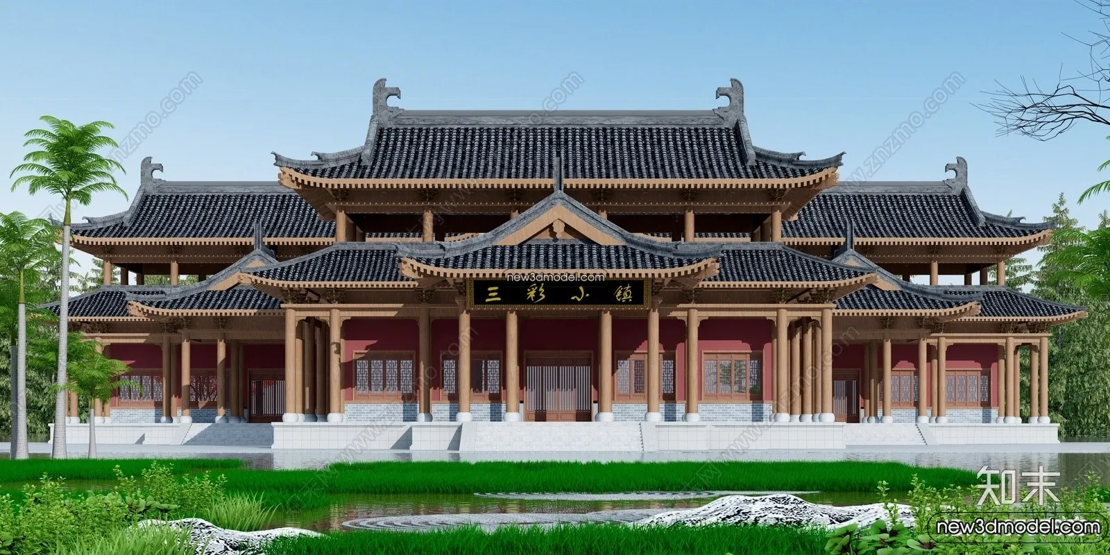 Exterior 3D Models of Pagoda – 3D Scenes – 075 – VRAY