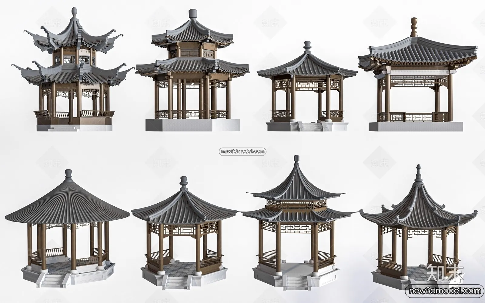 Exterior 3D Models of Pagoda – 3D Scenes – 076 – VRAY