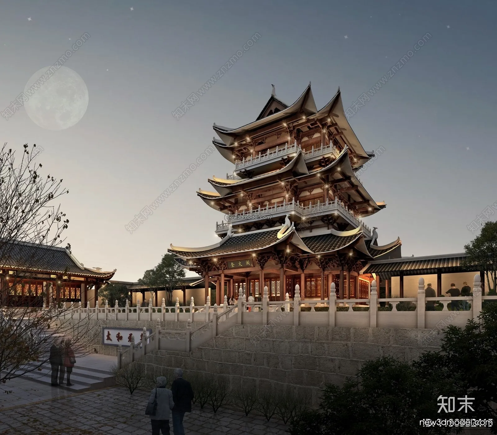 Exterior 3D Models of Pagoda – 3D Scenes – 081 – VRAY