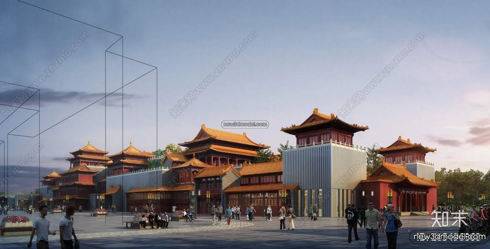 Exterior 3D Models of Pagoda – 3D Scenes – 082 – VRAY