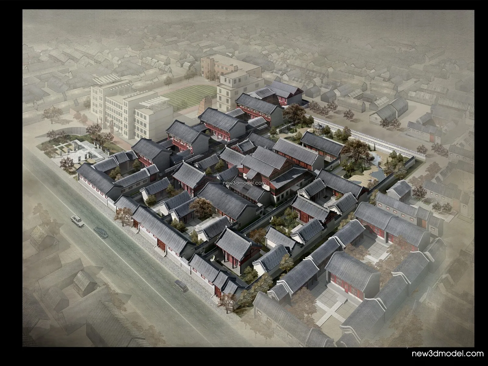 Exterior 3D Models of Pagoda – 3D Scenes – 083 – VRAY