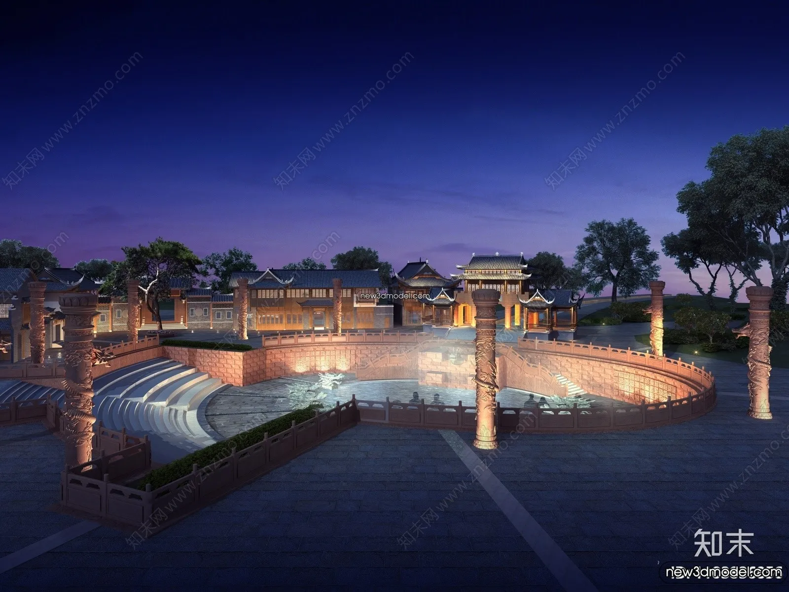Exterior 3D Models of Pagoda – 3D Scenes – 085 – VRAY