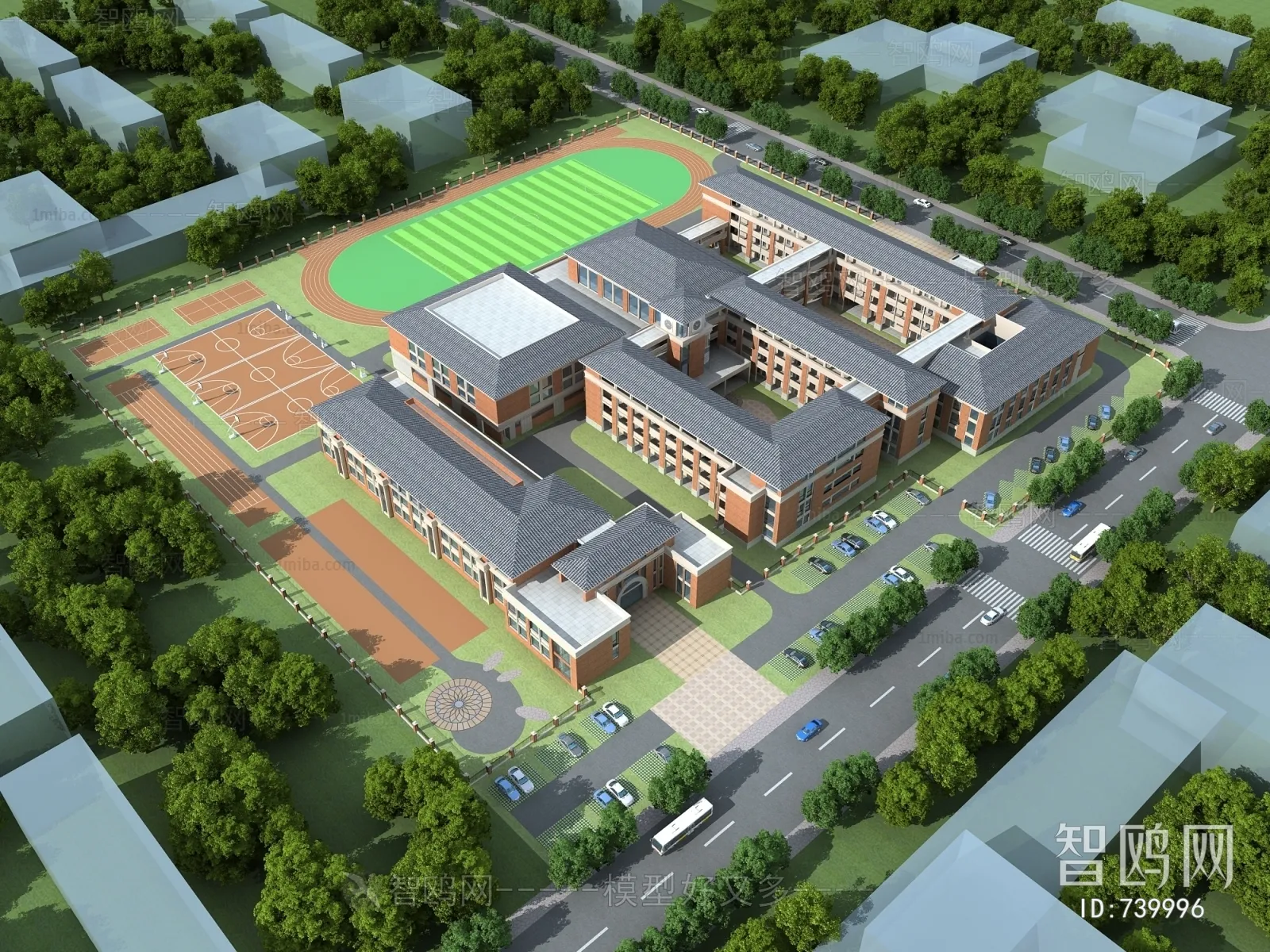 Exterior 3D Models of Shool – 3D Scenes – 003 – VRAY