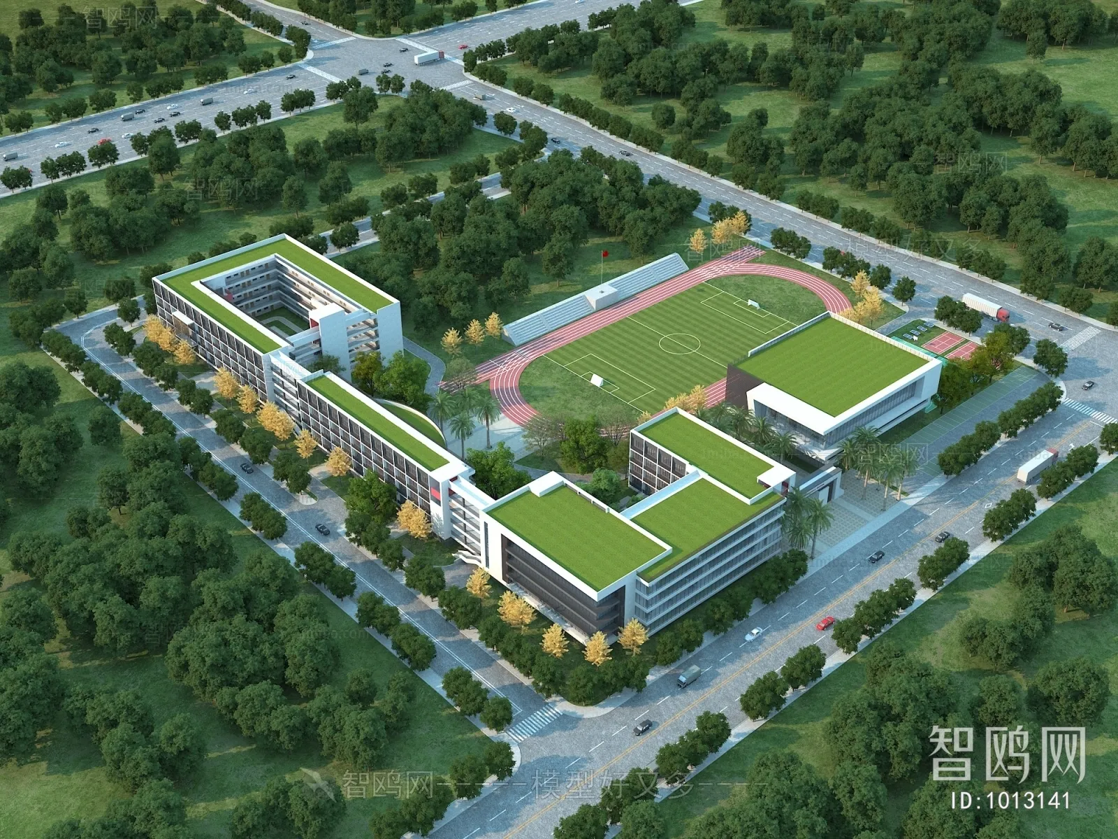 Exterior 3D Models of Shool – 3D Scenes – 004 – VRAY