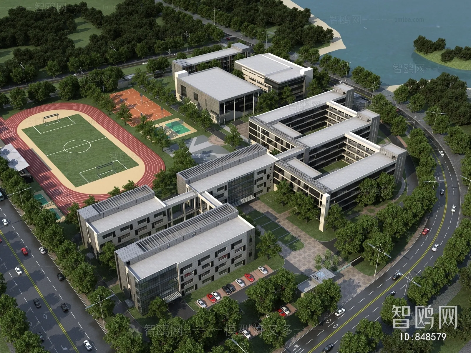 Exterior 3D Models of Shool – 3D Scenes – 005 – VRAY