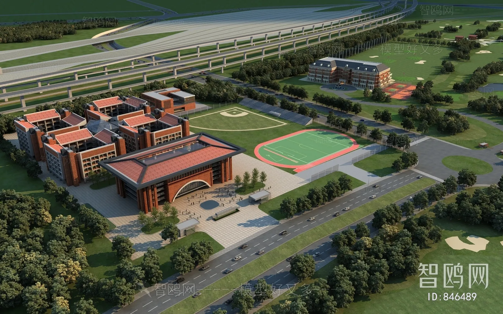 Exterior 3D Models of Shool – 3D Scenes – 023 – VRAY