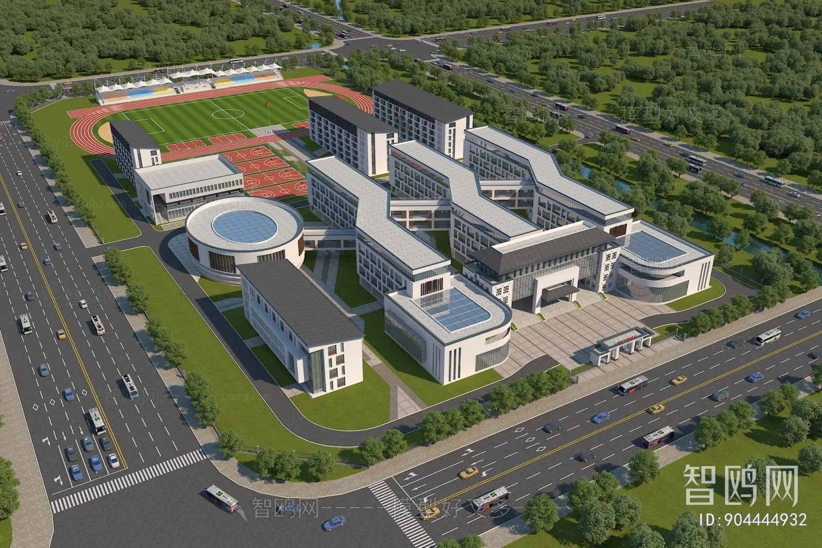 Exterior 3D Models of Shool – 3D Scenes – 030 – VRAY