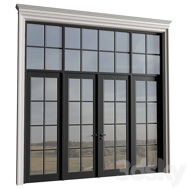 Exterior classical street doors.Entrance classic doors. Entrance to the house.Front Door. Outdoor Entrance classic door.External Doors. Modern Glass Front Doors.Exterior French Art Deco Doors. 3D Model