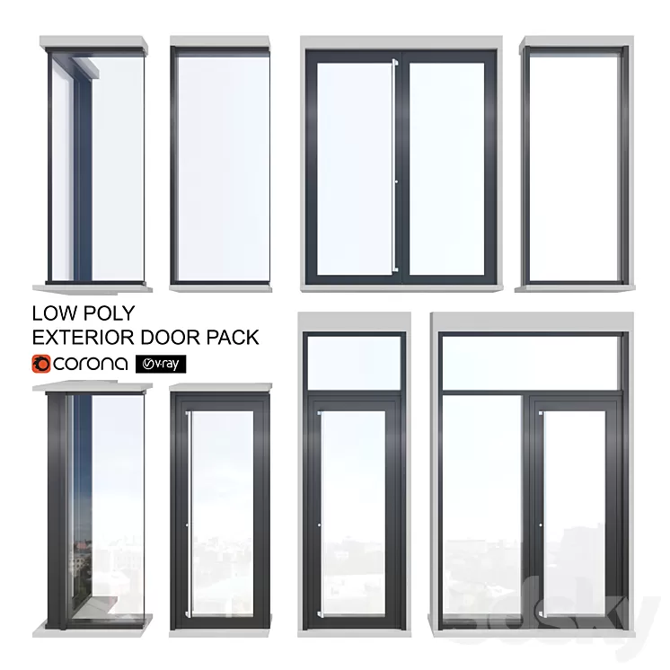 EXTERIOR DOOR SYSTEM SET 3D Model Free Download