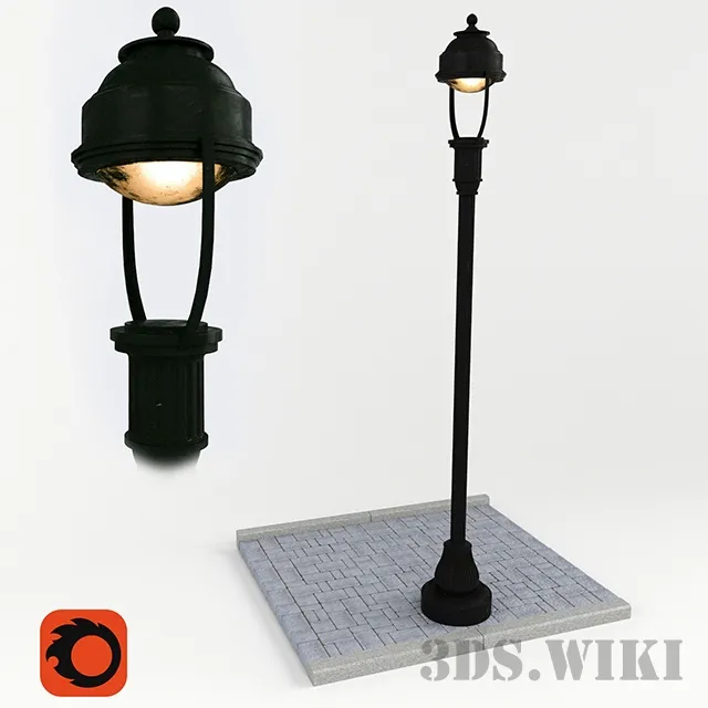 exterior-models – Street lamp with sidewalk 3D Model