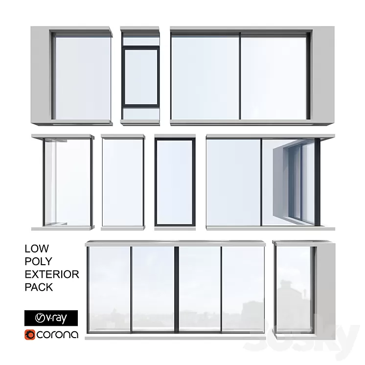 Exterior Sliding System Set 3D Model