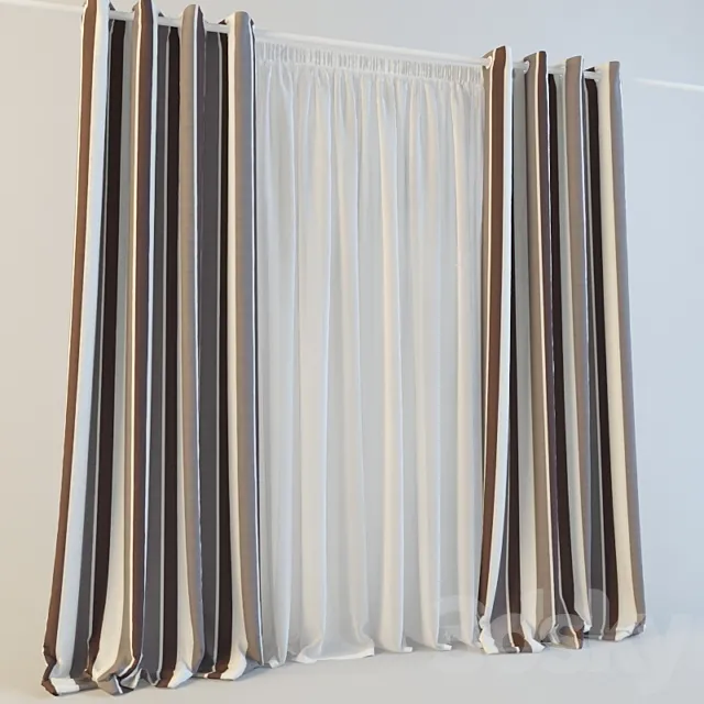 Eyelets for curtains with tulle 3D Model Eyelets for curtains with tulle 3D Model