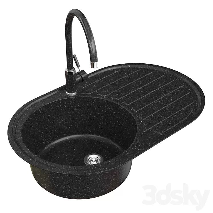 Fabiano Arc Black Sink and Faucet Fabiano Fkm Set 3D Model Fabiano Arc Black Sink and Faucet Fabiano Fkm Set 3D Model