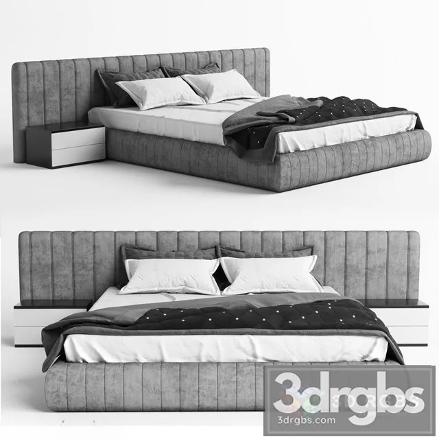 Fabric Moderm Bed 3D Model Download