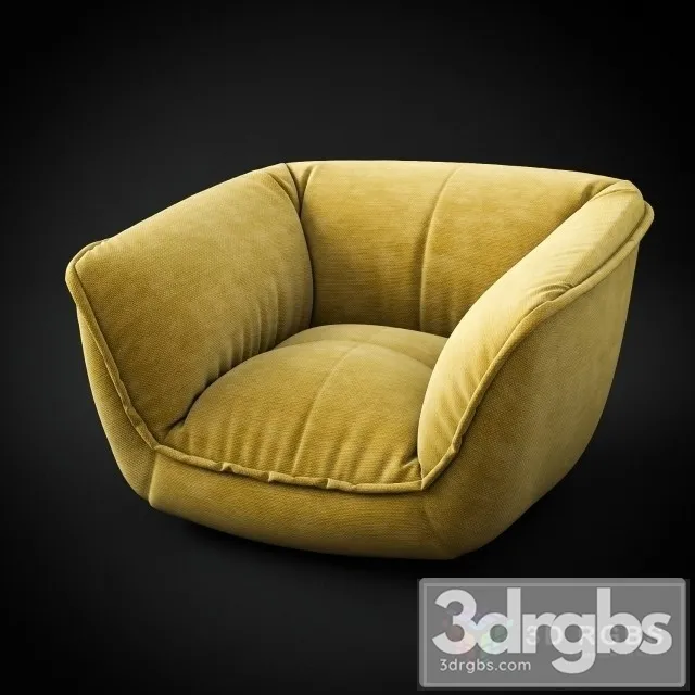 Fabric Yellow Armchair 3D Model Download