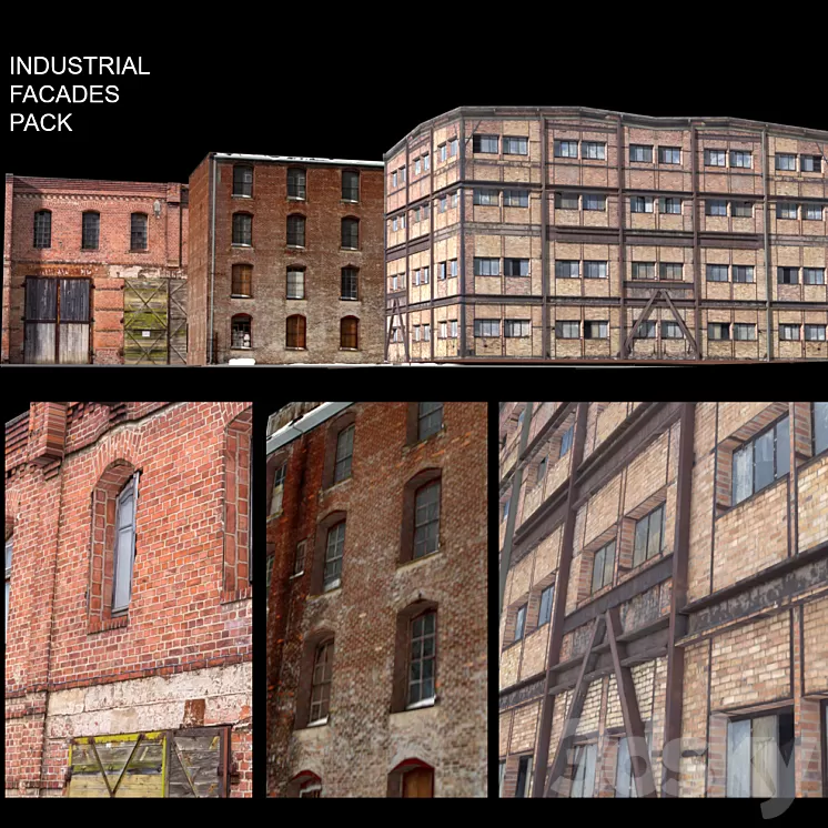 Facade for background vol.5 Industrial area 3D Model