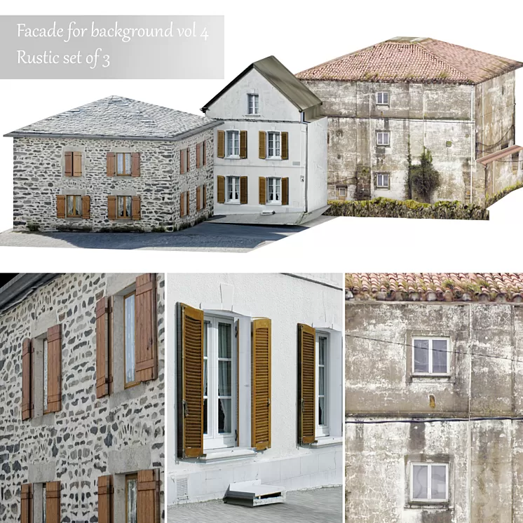 Facade for the background vol.4 Picturesque village 1 3D Model