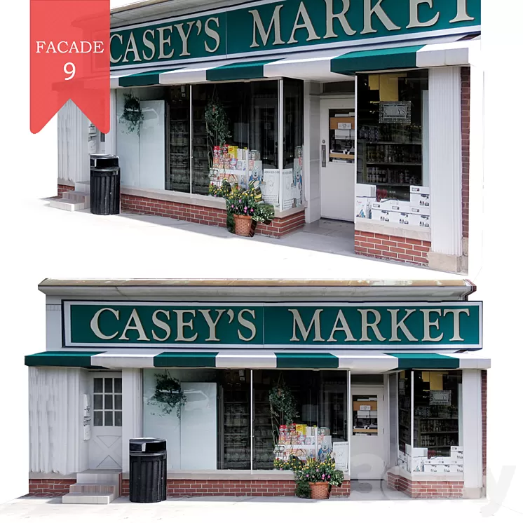 Facade_9 Small Market 3D Model