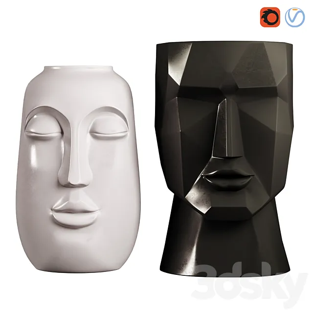 Face Vases. Set of 2 3DModel