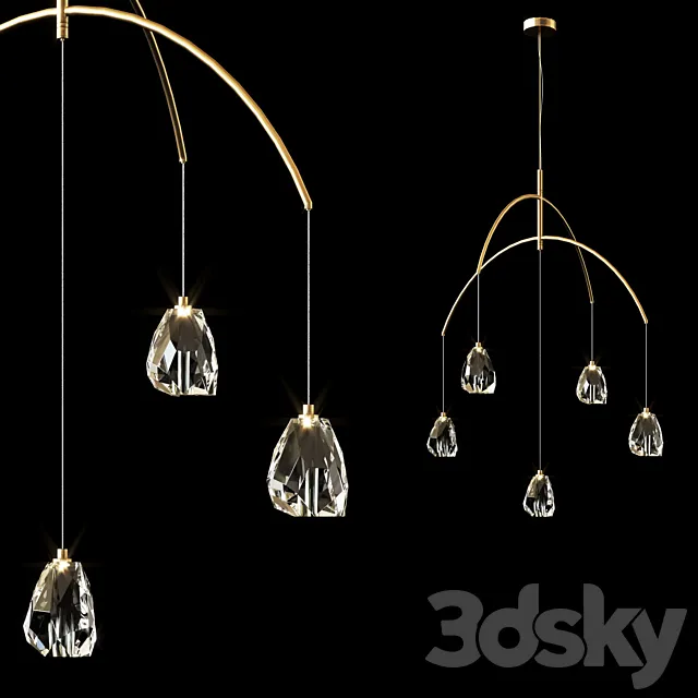Faceted Crystal Five-Light Chandelier 3D Model Faceted Crystal Five-Light Chandelier 3D Model