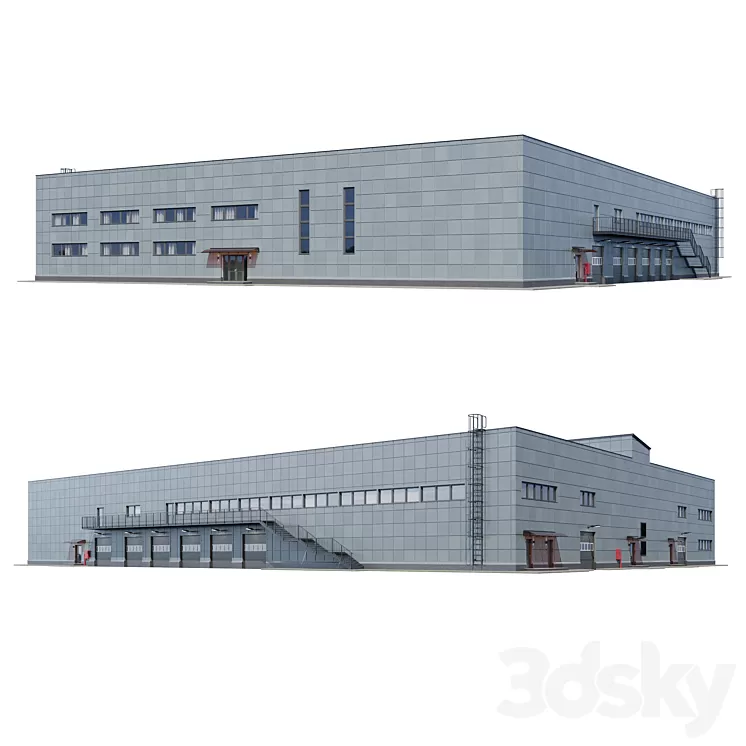 factory building V4 3D Model Free Download
