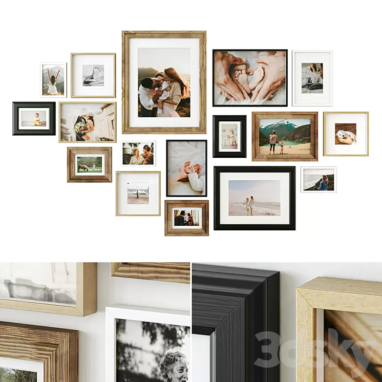 Family photo wall 3D Model Free Download