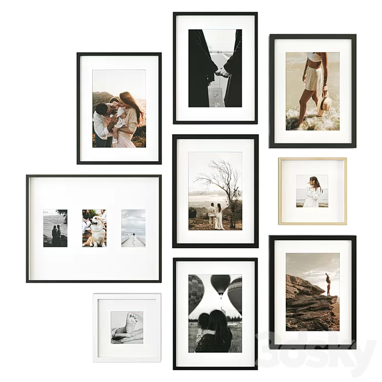 Family photo wall 3D Model Free Download