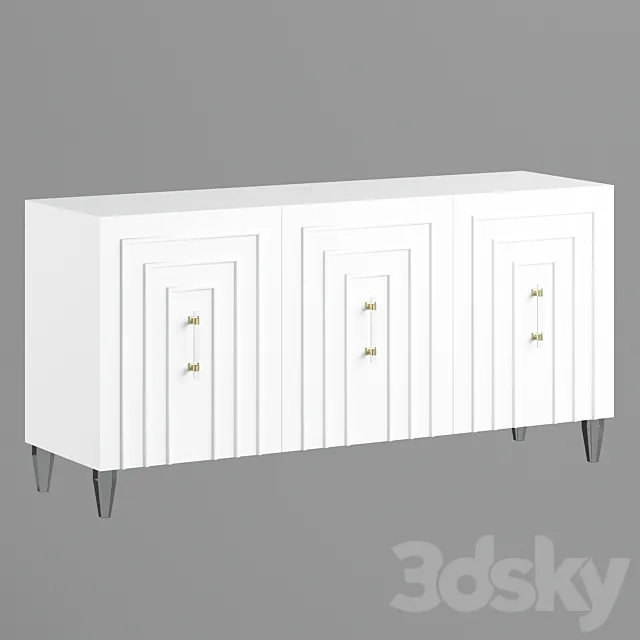 Famke White Lacquer Buffet 3D Model Famke White Lacquer Buffet 3D Model