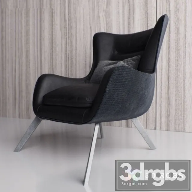 Fanky Black Armchair 3D Model Download