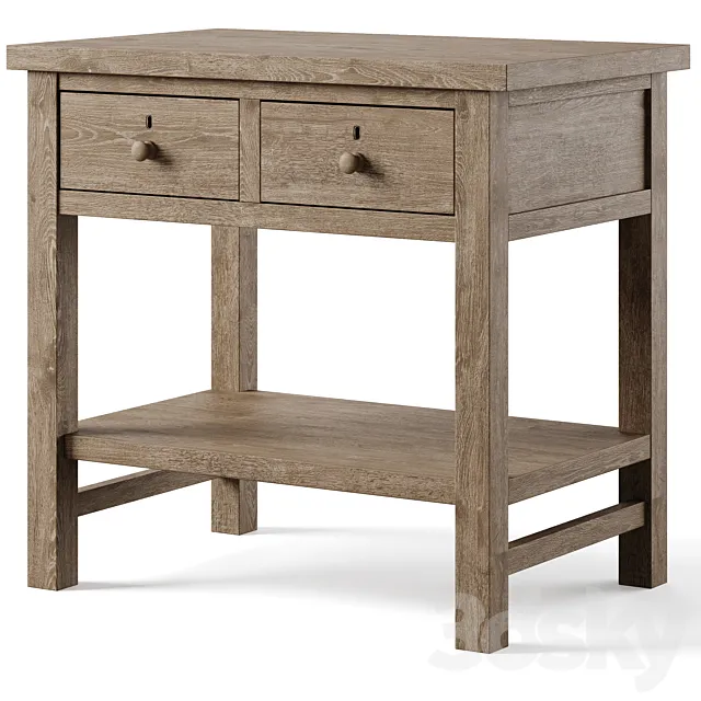 Farmhouse 28.5″ 2-Drawer Nightstand by pottery barn 3D Model Farmhouse 28.5″ 2-Drawer Nightstand by pottery barn 3D Model